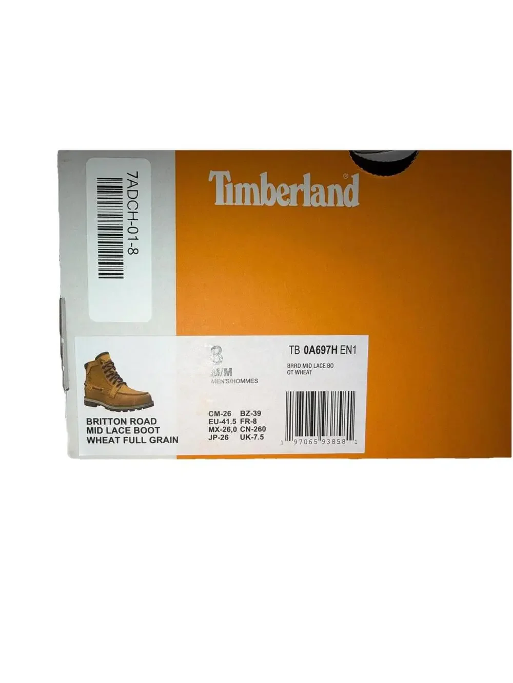 Mens Timberland Britton Road Wheat Full Grain Boots Size 8M